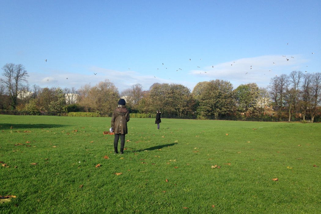 For-Wards PledgeMusic campaign, two people recording in a green field with blue sky