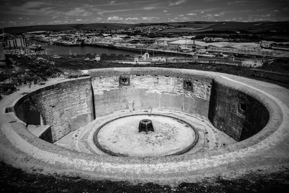 Newhaven Fort by Agata Urbaniak, old turret base with view over Newhaven bay