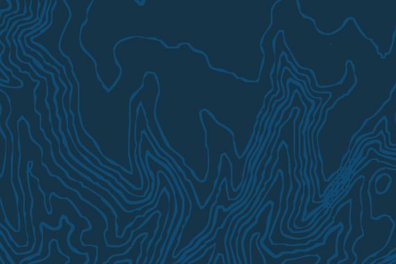 Dan Whiting - The Line Never Held, white topographic lines on a blue background