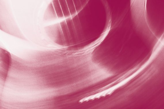 Kristin Thora Haraldsdottir - Solo Acoustic Vol 14, pink image of an acoustic guitar with sweeping motion blur over it