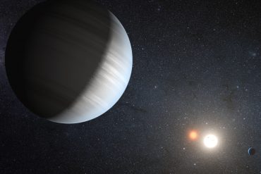 An artist's conception of the Kepler 47 star system