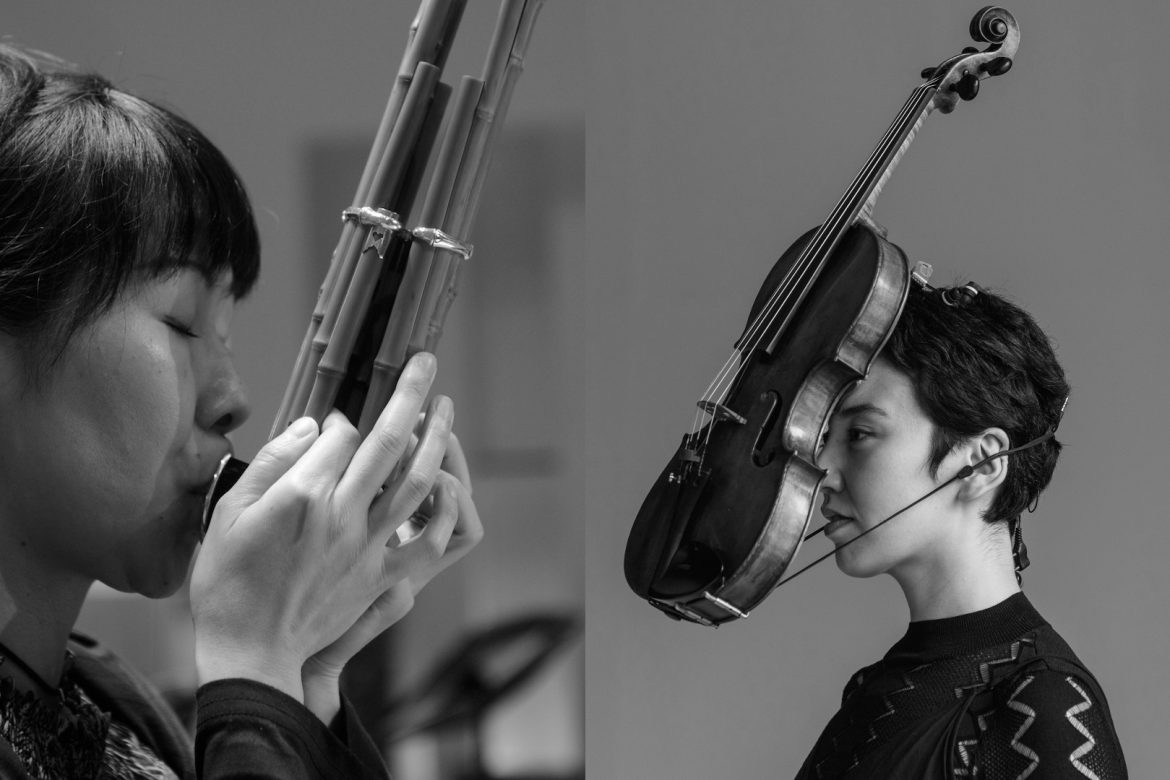 Cage Two4, Naomi Sato playing sh? and Aisha Orazbayeva with violin