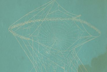 Rosalind Hall and Judith Hamann - Gossamers, faint spider's web-like design against a blue-green background.