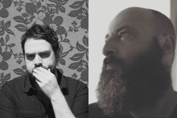 Francisco Meirino + Bruno Duplant - Dedans / Dehors, portraits of the two artists in black and white.