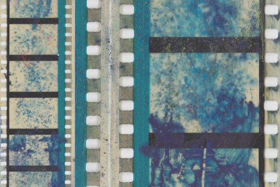 Grisha Shakhnes - ARCS, blue-tinted closeup of celluloid film